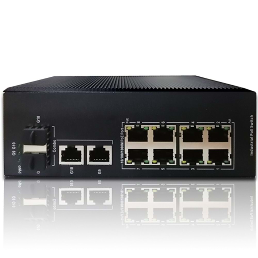 FREELINK (FRL600-AFG-822S) 8 PORT 10/100 /1000 POE 2xSFP+2xUPLINK GIGABIT ENDÜSTRİYEL SWITCH 