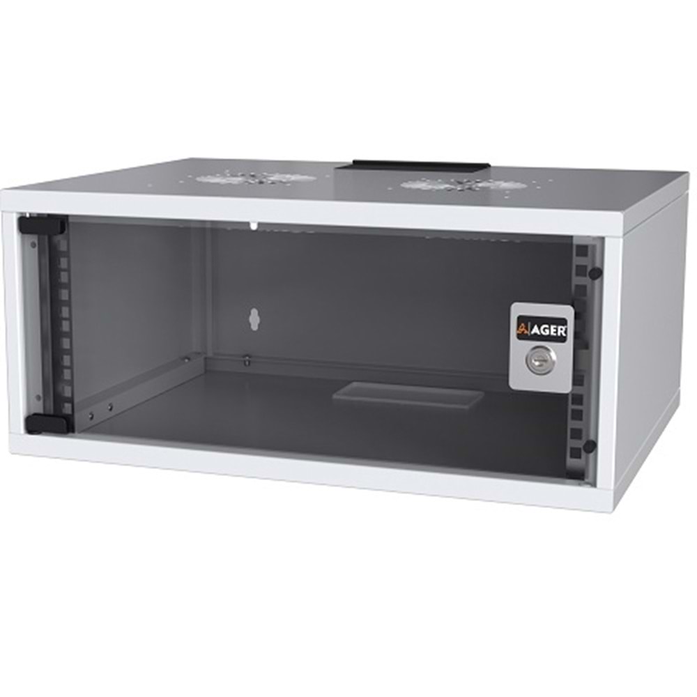 AGER (SH04U5140B1-CBAA-B6-D1) 4U SOHO W=510 D=400mm DEMONTE DUVAR TİP BEYAZ KABİN