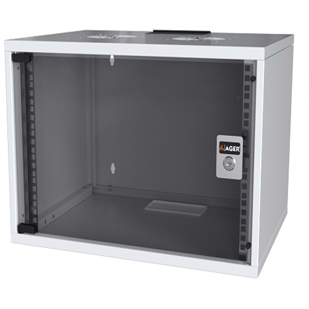 AGER (SH09U5140B1-CBAA-B6-D1) 9U SOHO W=510 D=400mm DEMONTE BEYAZ DUVAR TİP KABİNET