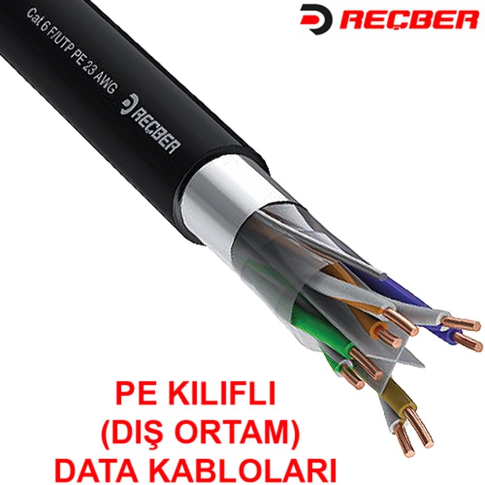 REÇBER (506025) SL400 U23 CAT6 U/UTP 23AWG PE SİYAH DIŞ ORTAM SAF BAKIR KABLO (500MT.) 