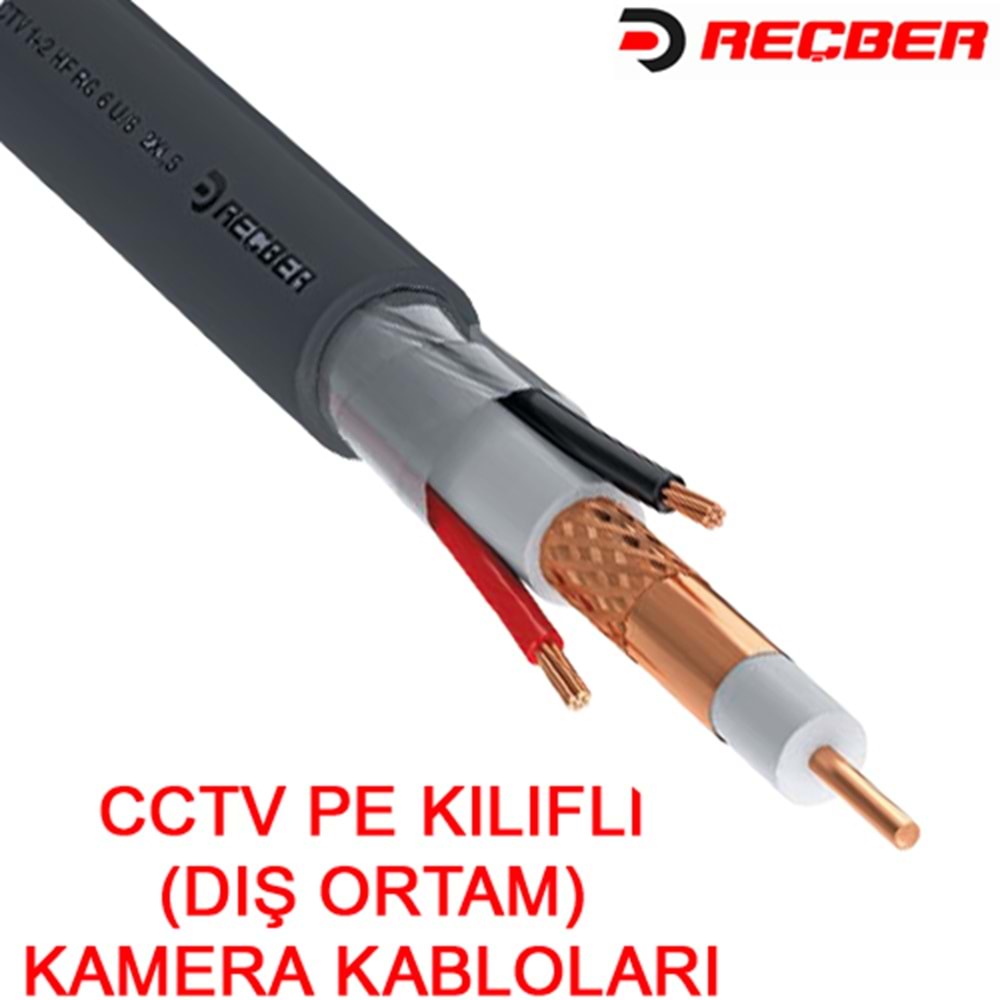 REÇBER (306071) 2+1 RG59 MİNİ 2*0,50 PE DIŞ ORTAM CCTV KABLOSU (100MT.) 