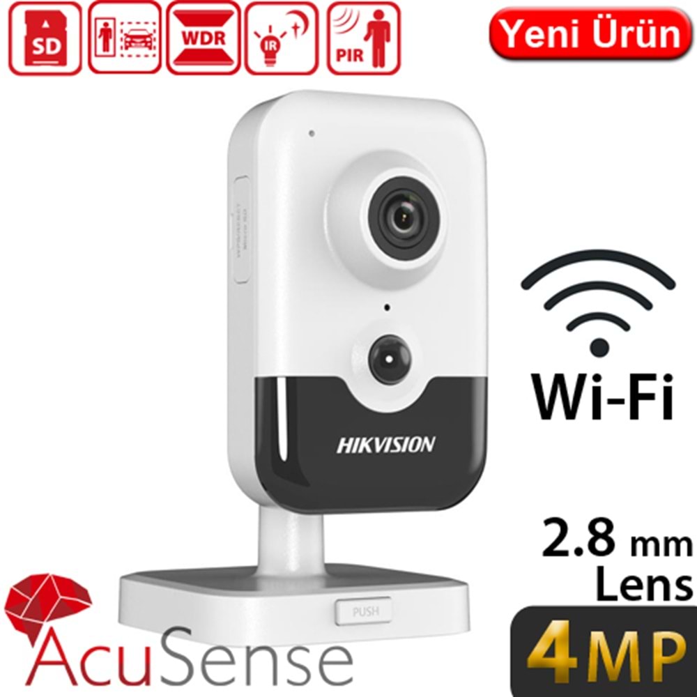 HIKVISION (DS-2CD2443G2-IW) 4MP 2.8MM 120dB DAHİLİ MİKROFON 128GB SD WIFI ACUSENSE CUBE KAMERA