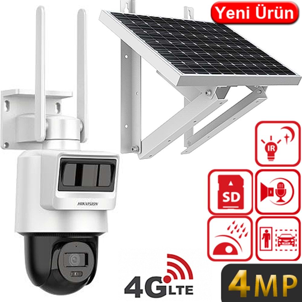 HIKVISION (DS-2DE2C400IWG-K/4G/C05S10) 4MP IR 4G 512GB SOLAR GÜNEŞ ENERJİ DESTEKLİ IP PT KAMERA