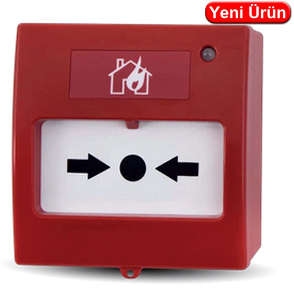 TEKNİM (TFB-3168) YANGIN İHBAR KIRBAS BUTONU TEKRAR KULLANILABİLİR LED GÖSTERGELİ (EN-54 ONAYLI) 