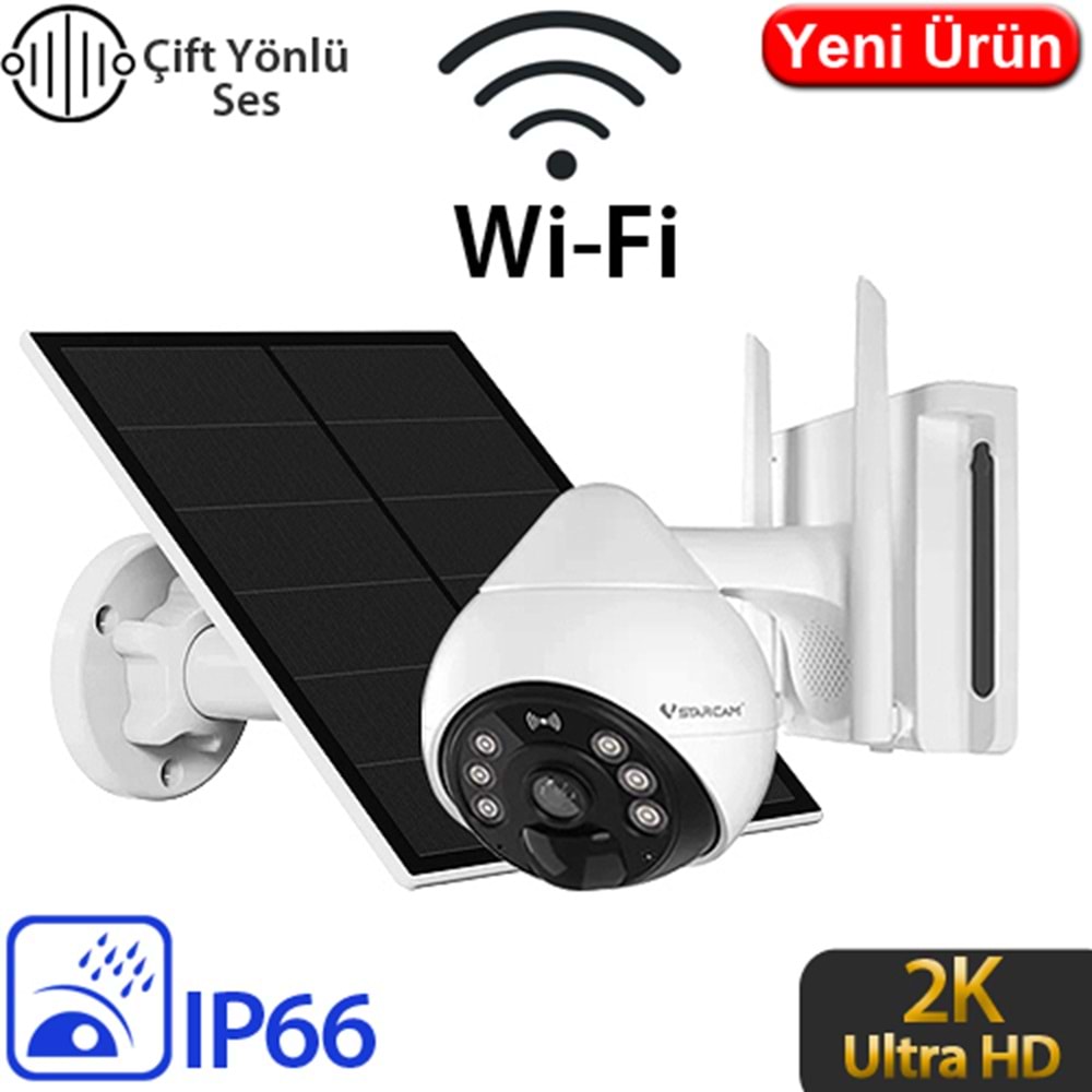 VSTARCAM (CB69-TZ-WİFİ) 2X3MP 4MM WIFI ÇİFT YÖNLÜ KONUŞMA İNSAN TAKİBİ 8000MAH 256GB SD SOLAR KAMERA