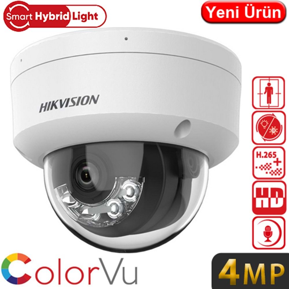 HIKVISION (DS-2CD1141G2-LIUF) 4MP 2,8MM SMART HYBRIT LIGTH SESLİ POE IR DOME KAMERA 20MT