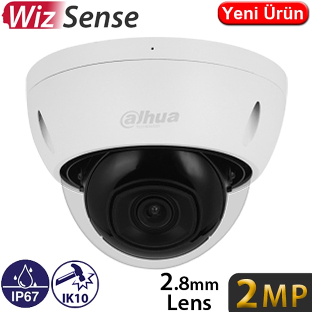 DAHUA (IPC-HDBW2241E-S) 2MP 2,8MM STARLİTE IP67 256GB SD DEST. SESLİ METAL DOME IP KAM.30MT 