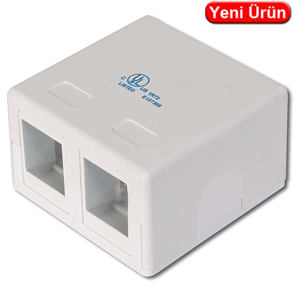 DIGITUS (AT.AG.302A.WH) 2 PORT KEYSTONE JACK İÇİN SIVA ÜSTÜ KUTU