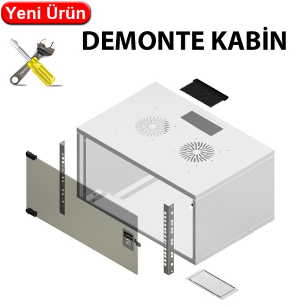 FREELINK (U1083) 7U W=600 D=600mm DUVAR TİP DEMONTE BEYAZ KABİN 