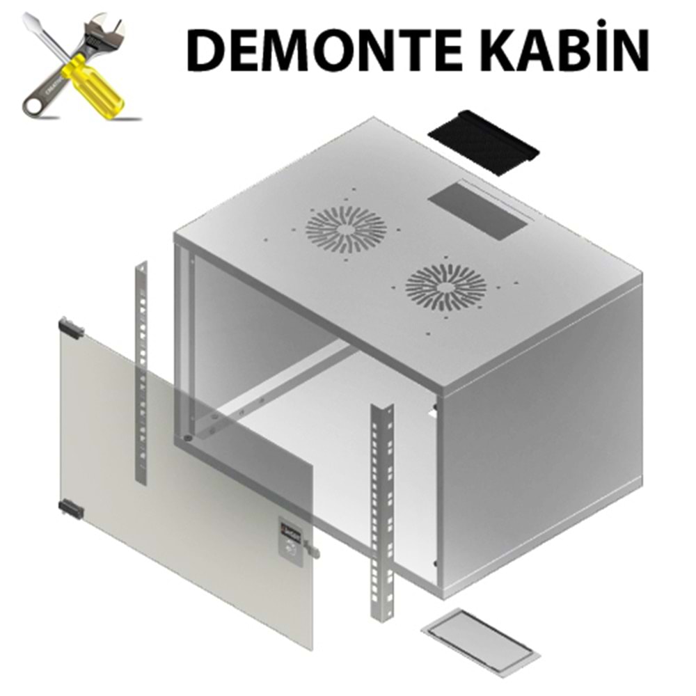 FREELINK (U1102) 9U SOHO W=540 D=400mm DEMONTE TİP BEYAZ KABİNET 