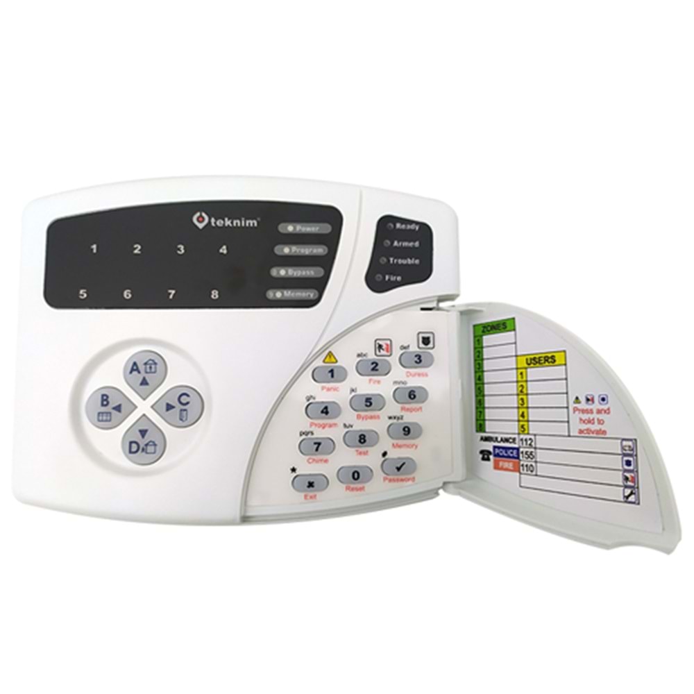 TEKNİM (VPC-108) KEYPAD TUŞ TAKIMI (EN FAZLA 8 ZONE SİSTEMER İÇİN)