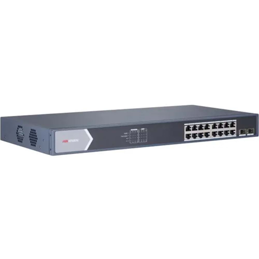 HIKVISION (DS-3E0518P-E/M)) 16 PORT 10/100/1000 POE +2xSFP 125W SWİTCH