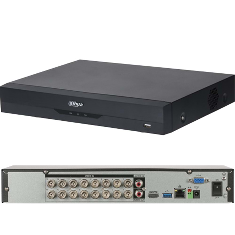DAHUA (XVR5116HS-I3) 16 KANAL 1080P 1x6TB 5MP HDCVI KAM.DESTEKLER 1XHDMI VGA 2XUSB 1XRJ45 XVR 