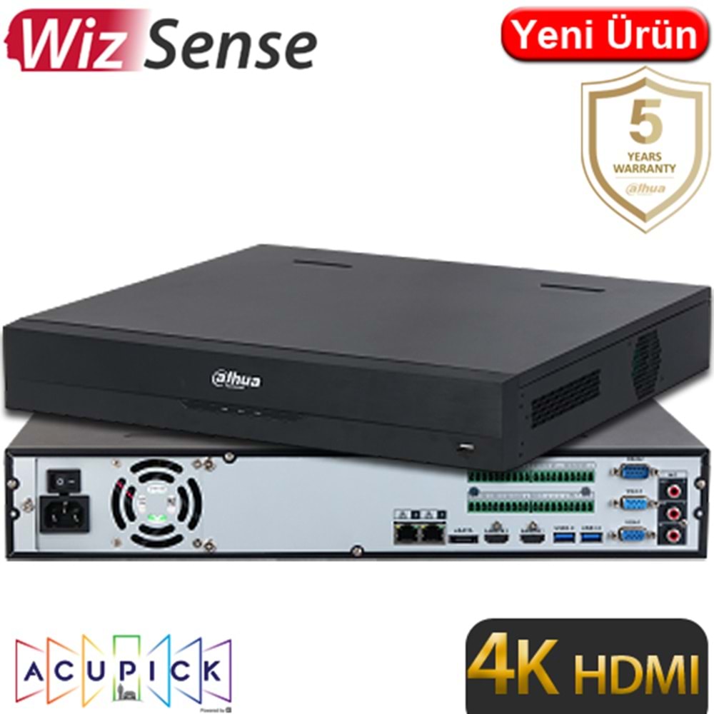 DAHUA (NVR5432-EI) 32 KANAL 4K 4x20TB ACUPICK WIZ SENSE 2xHDMI 2xVGA 3xUSB 2xRJ45 NVR KAYIT 