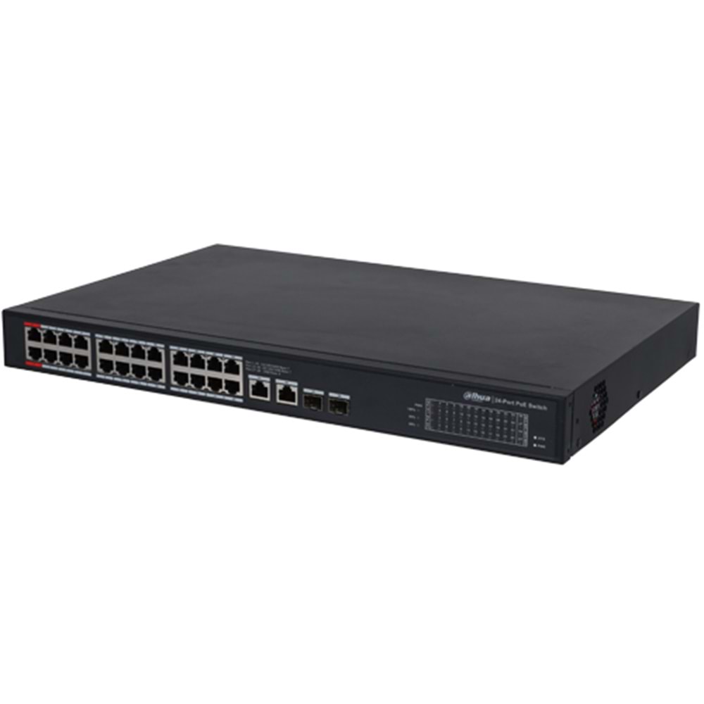 OUTLET DAHUA (PFS3228-24GT-360) 24 PORT 10/100/1000 360W POE 2GE UPLINK+2SFP YÖNETILEMEZ SWITCH